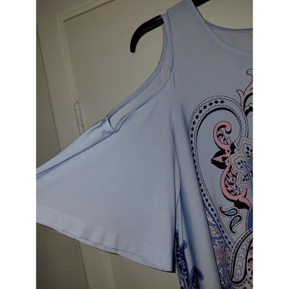 Ladies New York And Co. Stretch Medium Dress Blue Floral Pattern EUC - Picture 2 of 4